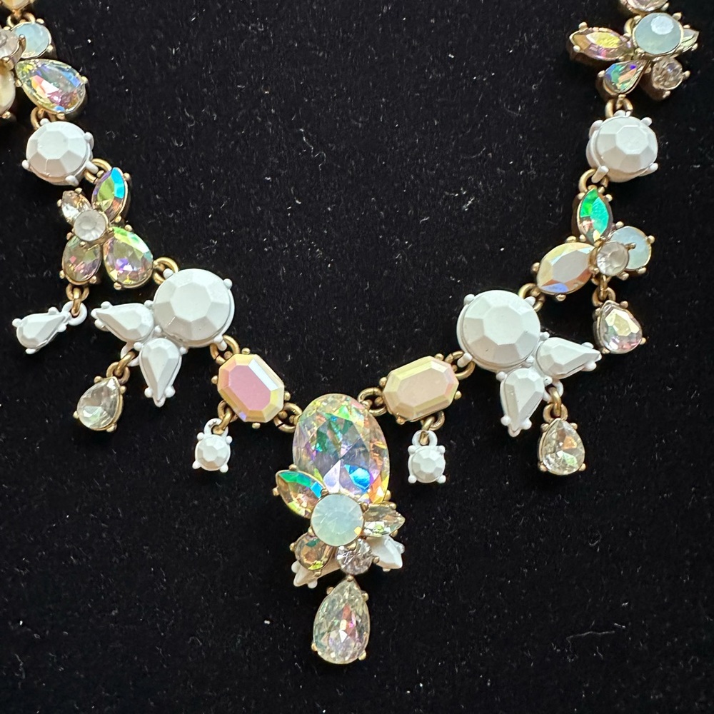 NWT J Crew Statement Necklace -White, Clear and Iridescent